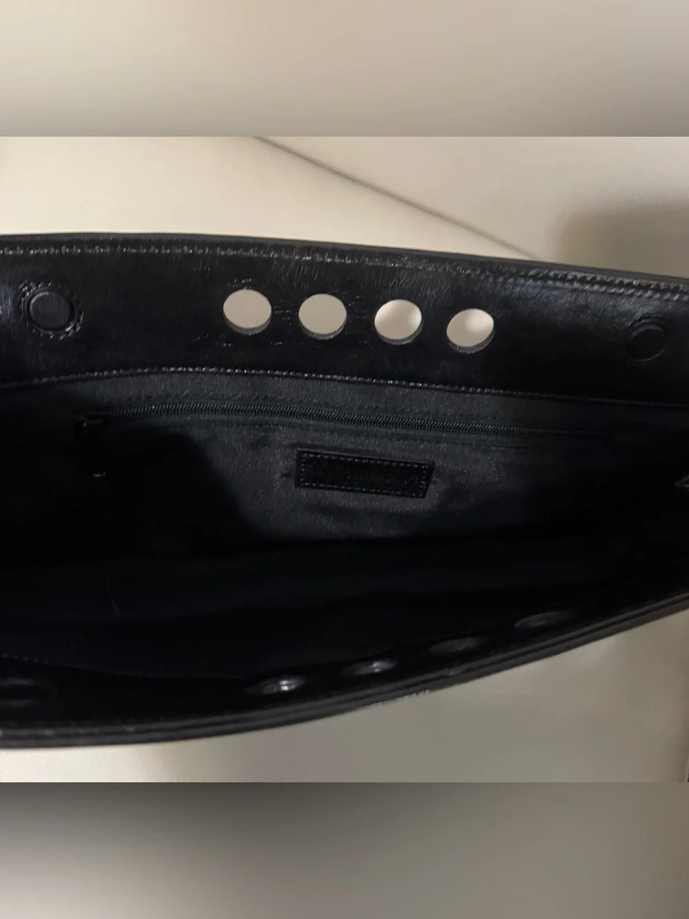 Banana Republic Vintage Black Leather Clutch with Perforated Detail